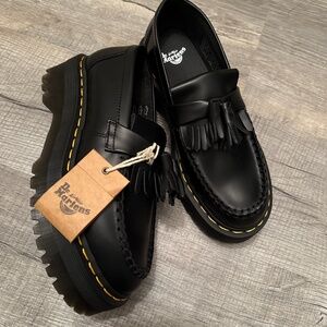 Doc Martens Adrian Quad Black Leather Slip On Platform Tassel Loafers 7